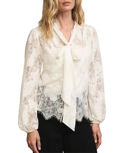 Mint Velvet Women's Lace Pussybow Blouse In White
