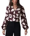 Mint Velvet Leaf Print Top In Burgundy
