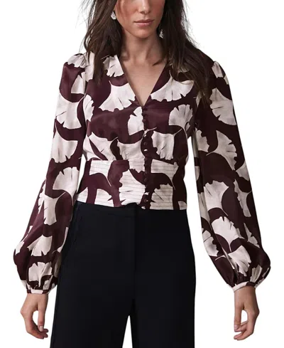 MINT VELVET WOMEN'S LEAF PRINT TOP