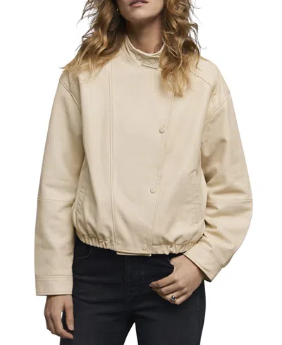 Mint Velvet Leather Cropped Pilot Bomber Jacket In Brown