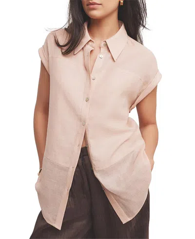 Mint Velvet Linen Blend Panel Shirt In Pink