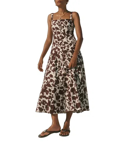 Mint Velvet Linen Blend Printed Midi Dress In Multi