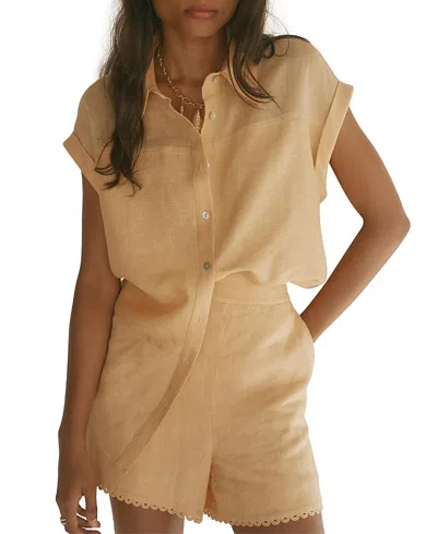 Mint Velvet Linen Blend Sheer Panel Shirt In Yellow