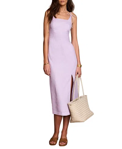 Mint Velvet Linen Bow Detail Midi Dress In Purple