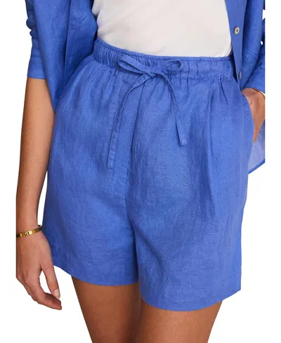 Mint Velvet Women's Linen Drawstring Shorts In Blue
