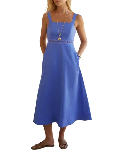 Mint Velvet Linen Midi Dress In Blue