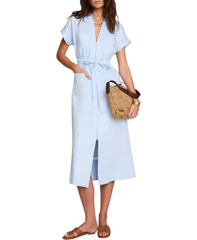 Mint Velvet Linen Midi Shirt Dress In Blue