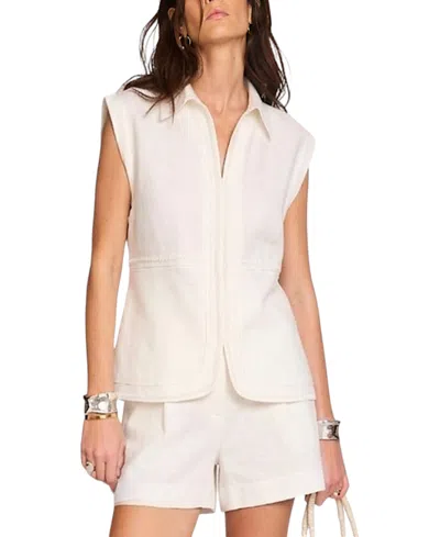 Mint Velvet Linen Sleeveless Collared Shirt In White