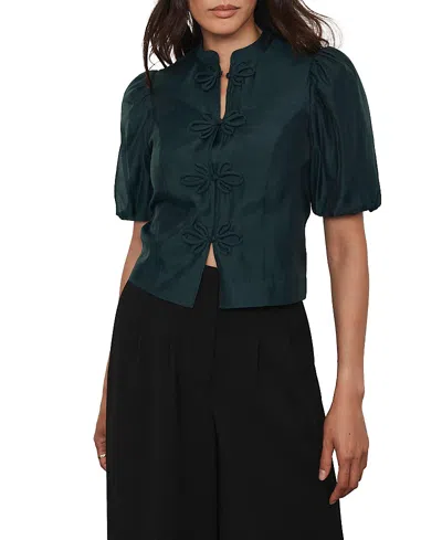 Mint Velvet Women's Military Trim Top In Green