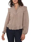 Mint Velvet Neutral Jacquard Polka Dot Blouse In Brown