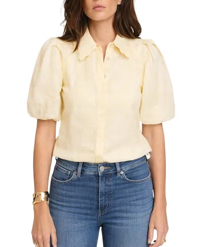 Mint Velvet Puff Sleeve Shirt With A Collar In Multi