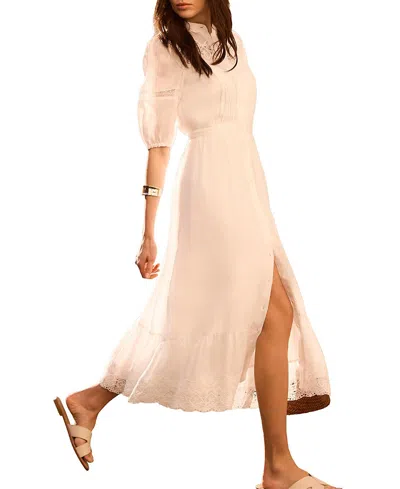 Mint Velvet Ramie Puff Sleeve Midi Dress In Neutral