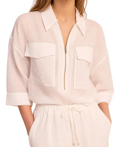 Mint Velvet Women's Ramie Zip Bomber Blouse In Multi