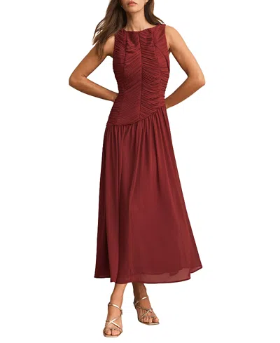 Mint Velvet Women's Ruched Detail Midi Dress In Red