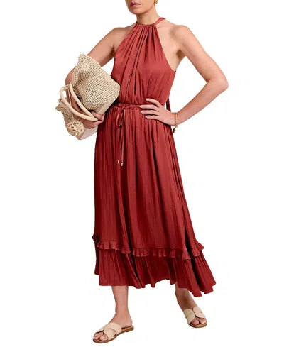 Mint Velvet Women's Ruffle Halter Neck Maxi Dress In Red