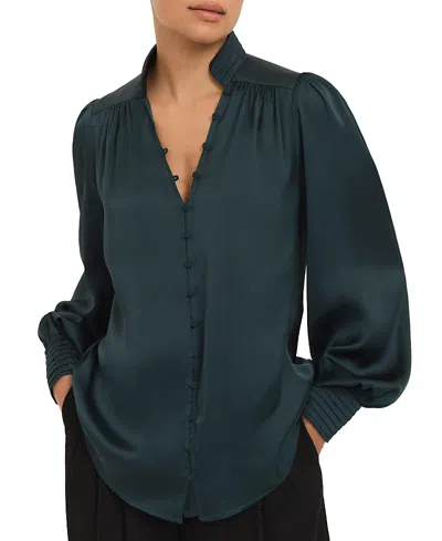 Mint Velvet Women's Satin Long Sleeve Blouse In Green