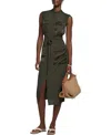 Mint Velvet Satin Mix Utility Shirt Dress In Green