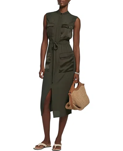 Mint Velvet Women's Satin Mix Utility Shirt Dress