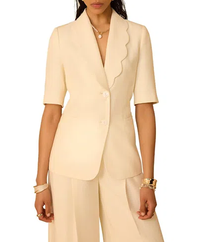 Mint Velvet Scallop Front Short Sleeve Blazer In Neutral