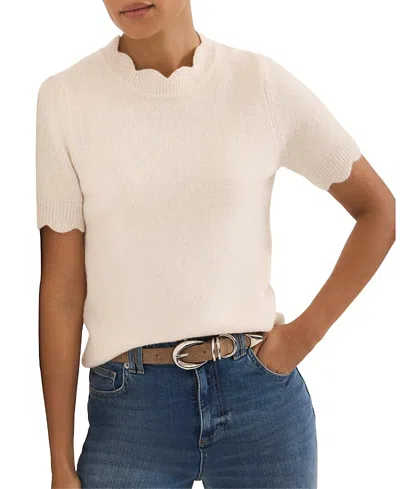 Mint Velvet Women's Scallop Knit Top In White