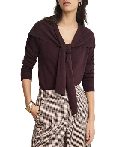 Mint Velvet Women's Scarf Detail Cardigan In Brown