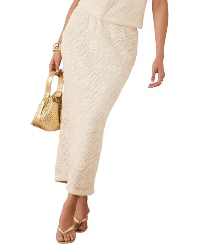 Mint Velvet Sequin Floral Crochet Midi Skirt In Neutral