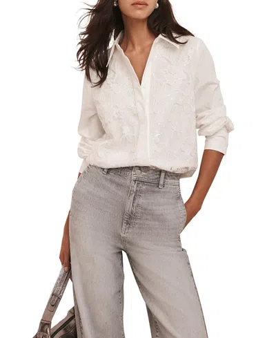 MINT VELVET WOMEN'S SEQUIN LACE COTTON SHIRT