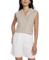 Mint Velvet Sequin Polo Top In Brown