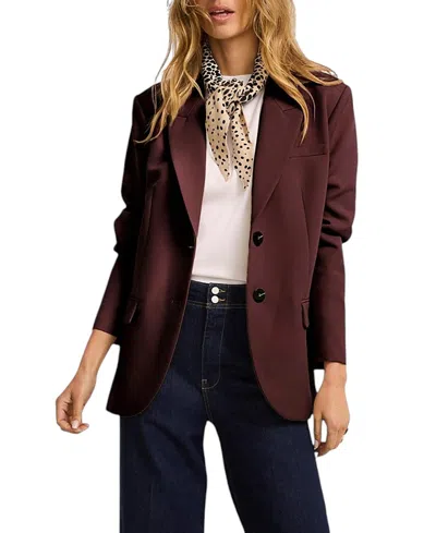 Mint Velvet Women's Single Breasted Longline Blazer In Burgundy