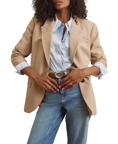 Mint Velvet Women's Single Breasted Longline Blazer In Neutral