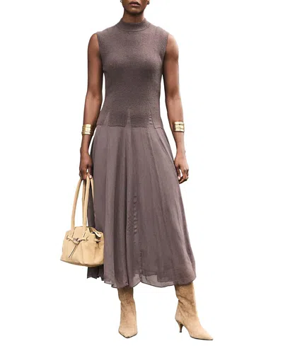 Mint Velvet Sleeveless Knit Midi Dress In Gray