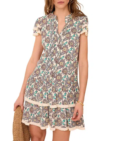 Mint Velvet Soft Petal Ruffle Mini Dress In Burgundy