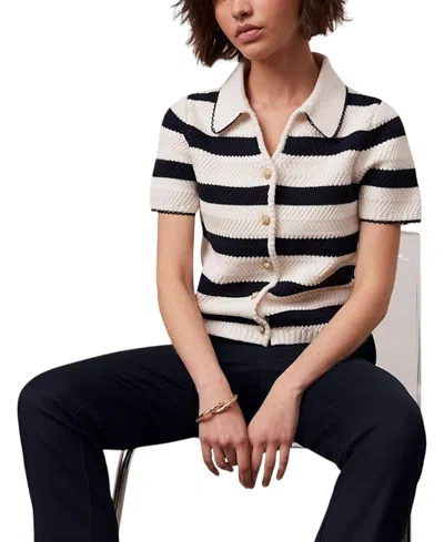 Mint Velvet Women's Stripe Collar Knit Cardigan Top