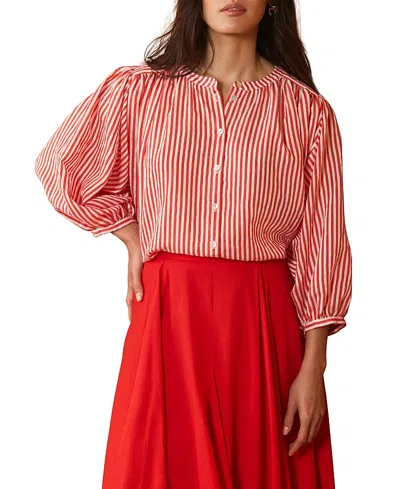 Mint Velvet Women's Striped Batwing Blouse In Red