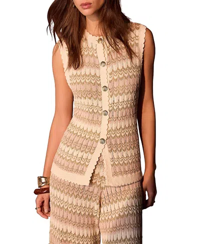 Mint Velvet Striped Knit Waistcoat In Neutral