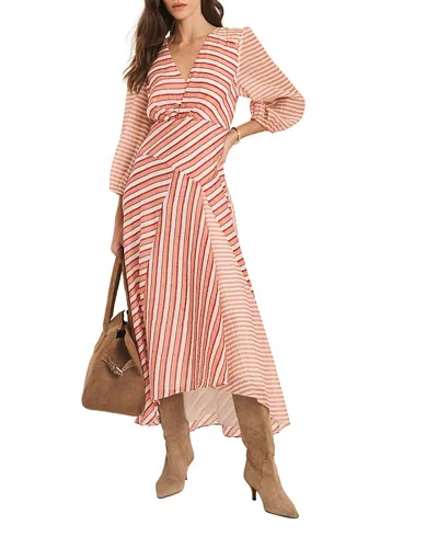 Mint Velvet Striped Panelled Midi Dress In Red