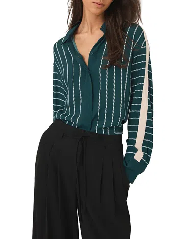 Mint Velvet Striped Shirt In Green