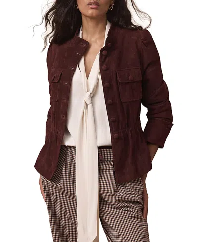 Mint Velvet Women's Suede Peplum Jacket In Blue