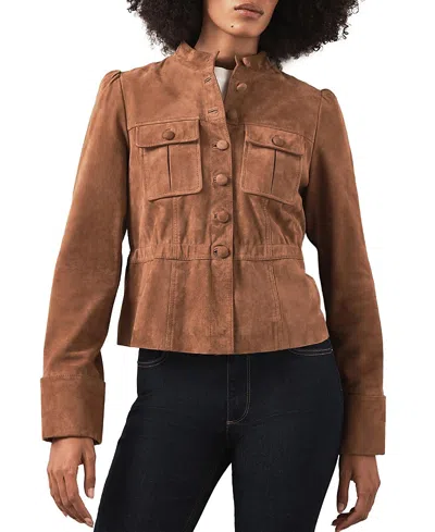 Mint Velvet Women's Suede Peplum Jacket In Brown