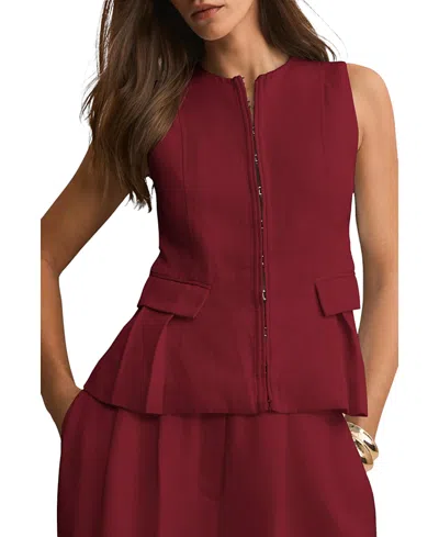 Mint Velvet Tailored Tie Back Waistcoat In Burgundy