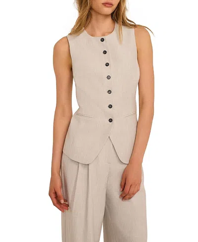 Mint Velvet Women's Tailored Waistcoat Sleeveless Button Down Top In Gray