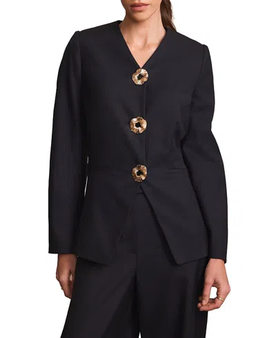 Mint Velvet Wool Blend Sculpted Jacket In Black