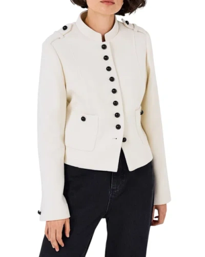 Mint Velvet Wool Blend Military Jacket In White