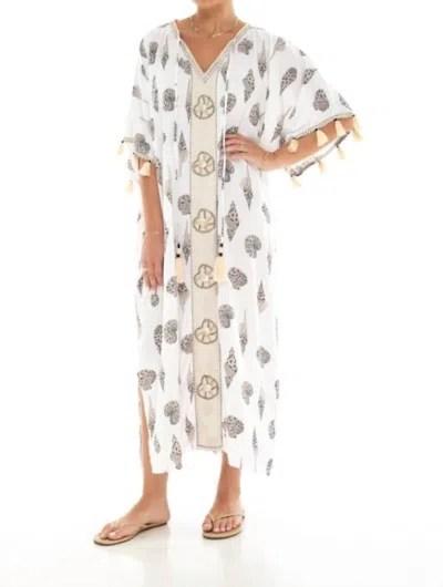 Mint Women's Seashells Long Kaftan In White