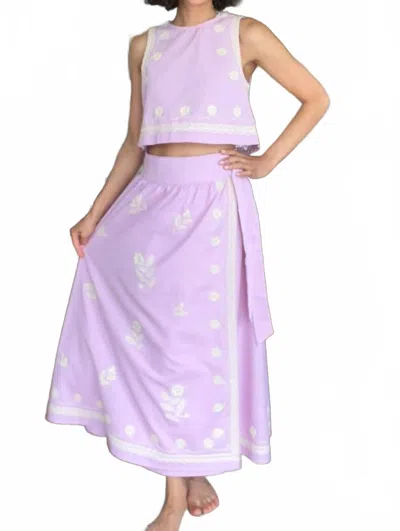 Mint Women's Thea Embroidered Midi Skirt Set In Pink Lavender In Purple