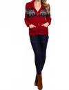 Mintee Pockets Button Down Sweater In Multicolor In Red