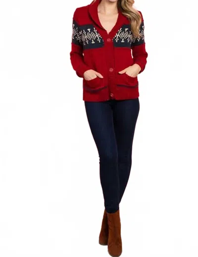 Mintee Pockets Button Down Sweater In Multicolor In Red