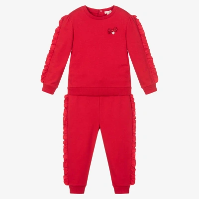 Mintini Baby Babies' Girls Red Cotton Tracksuit