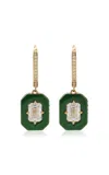 Minty 18k Yellow Gold And Green Ceramic Large Diamond Huggie In Green