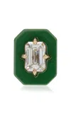 Minty 18k Yellow Gold Deuce Court Ceramic Diamond Large Single Stud Earring In Green